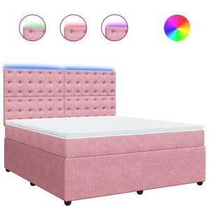 vidaXL Sommier &agrave; lattes de lit avec matelas Rose 180x200 cm Velours