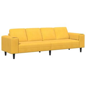 vidaXL Canap&eacute; Jaune clair 250 x 77 x 76 cm Tissu en velours c&ocirc;tel&eacute;