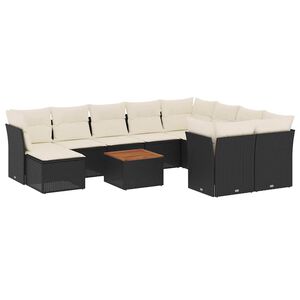 vidaXL Salon de jardin 11 pcs avec coussins noir r&eacute;sine tress&eacute;e