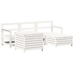 vidaXL Salon de jardin 5 pcs blanc bois massif de pin