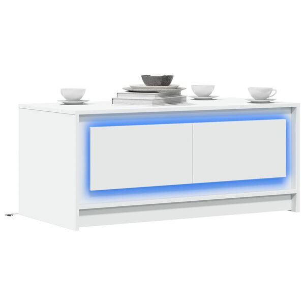 vidaXL Table basse avec lumi&egrave;res LED blanc bois d'ing&eacute;nierie