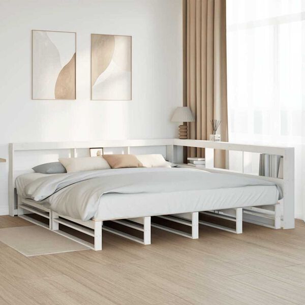 vidaXL Lit biblioth&egrave;que sans matelas blanc 180x200 cm bois pin massif