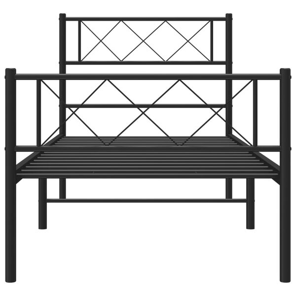 vidaXL Cadre de lit métal sans matelas avec pied de lit noir 90x190 cm