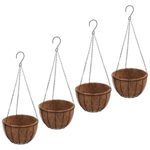 vidaXL Jardini&egrave;res suspendues 4 pcs avec doublure coco Noir &Oslash; 30x52 cm