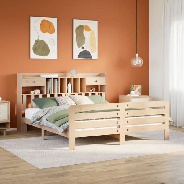 vidaXL Lit biblioth&egrave;que sans matelas 180x200 cm bois massif de pin