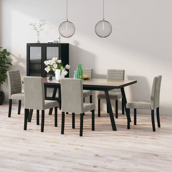 vidaXL Chaises &agrave; manger lot de 6 gris clair velours