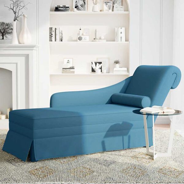 vidaXL Fauteuil long avec traversin et accoudoir droit bleu velours