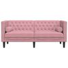 vidaXL Canap&eacute; Chesterfield avec traversins 2 places rose velours