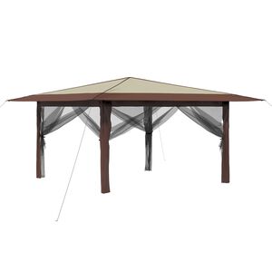 vidaXL Gazebo avec 4 Parois 4 x 4 m Cr&egrave;me et marron