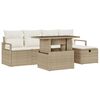 vidaXL Ensemble de canap&eacute; de jardin 6 pc Beige polyrotin