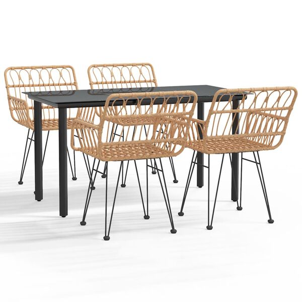 vidaXL Ensemble &agrave; manger de jardin 5pcs R&eacute;sine tress&eacute;e