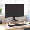 vidaXL Support de moniteur blanc 60x35x8 cm verre tremp&eacute; et m&eacute;tal