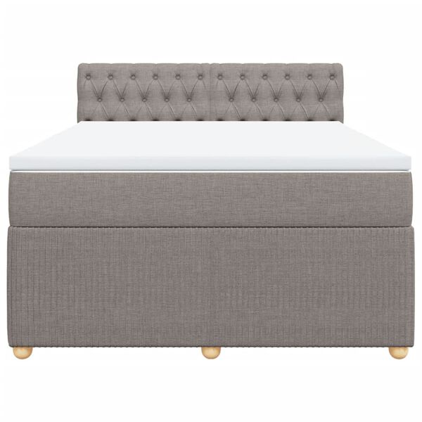 vidaXL Sommier &agrave; lattes de lit avec matelas Taupe 140x190 cm Tissu