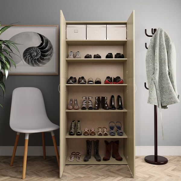 vidaXL Armoire &agrave; chaussures Ch&ecirc;ne sonoma 80x35,5x180cm Bois ing&eacute;nierie
