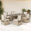 vidaXL Ensemble &agrave; manger de jardin et coussins 7 pcs beige poly rotin