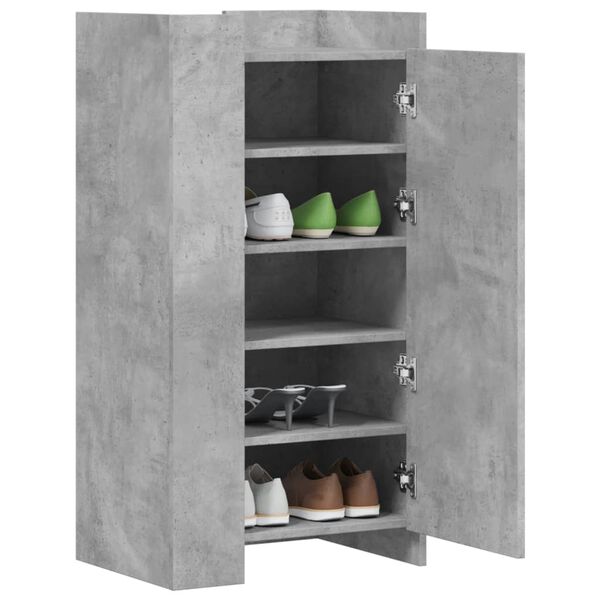 vidaXL Armoire &agrave; chaussures gris b&eacute;ton 52x37,5x100cm bois d'ing&eacute;nierie
