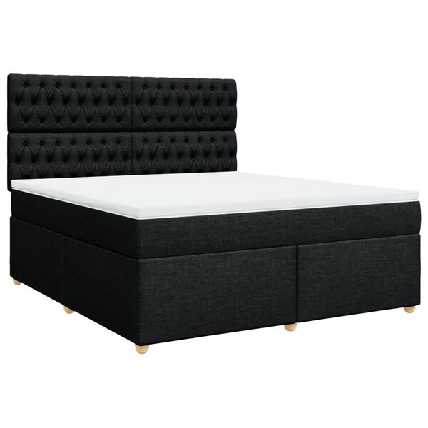 vidaXL Sommier &agrave; lattes de lit avec matelas Noir 180x200 cm Tissu