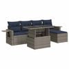 vidaXL Salon de jardin 6 pcs avec coussins gris r&eacute;sine tress&eacute;e acacia