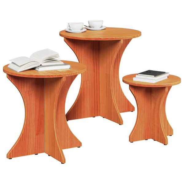 vidaXL Table basse 3 pcs Brun cire