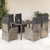 vidaXL Ensemble &agrave; manger de jardin et coussins 7 pcs gris rotin