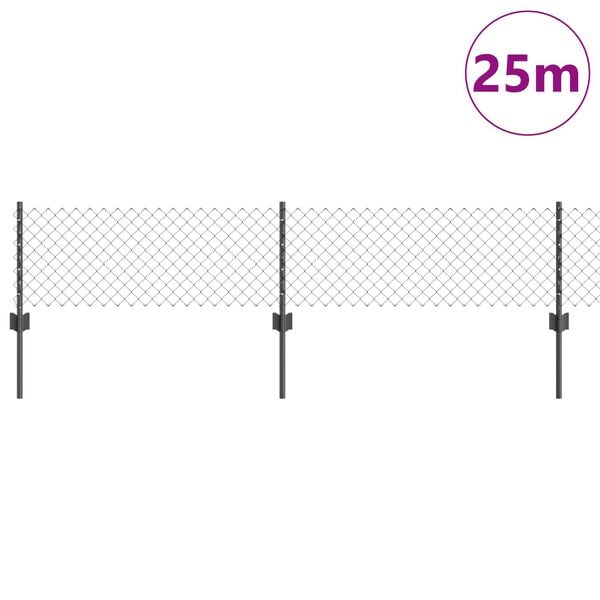 vidaXL Cl&ocirc;ture avec poteau Gris 0,4 x 25 m Acier et PVC