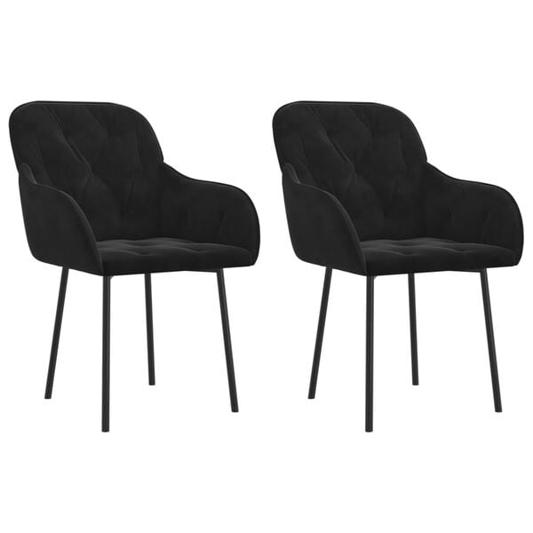 vidaXL Chaises &agrave; manger lot de 2 Noir Velours