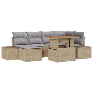 vidaXL Ensemble de salle &agrave; manger pour jardin 7 pcs Beige et gris