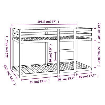 vidaXL Lit superposé Blanc 90x190 cm Bois de pin massif