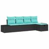 vidaXL Ensemble de canap&eacute; de jardin 5 pc Noir polyrotin
