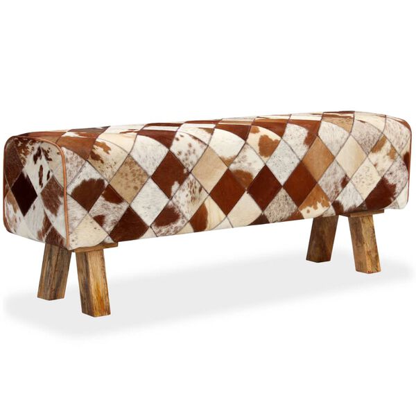 vidaXL Banc Cuir véritable de vache Motif de losange