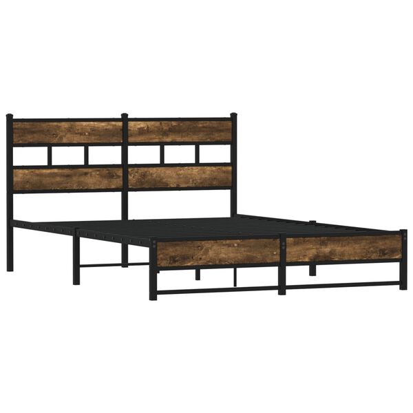vidaXL Cadre de lit en m&eacute;tal sans matelas ch&ecirc;ne fum&eacute; 140x190 cm