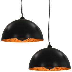 vidaXL 2 pcs Plafonniers Noir et dor&eacute; Semi-sph&eacute;rique 40 cm E27
