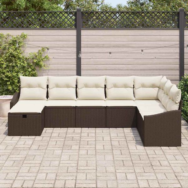 vidaXL Ensemble de canapé de jardin avec coussin 8 pcs polyrotin