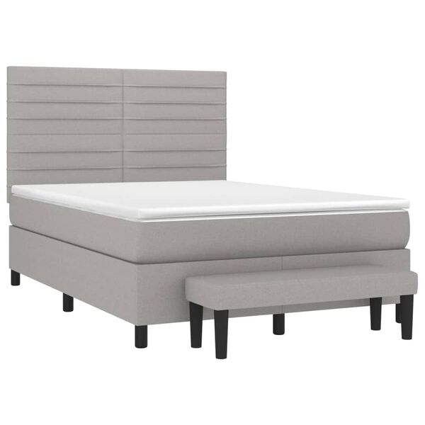 vidaXL Sommier &agrave; lattes de lit avec matelas Gris clair 140x190cm Tissu