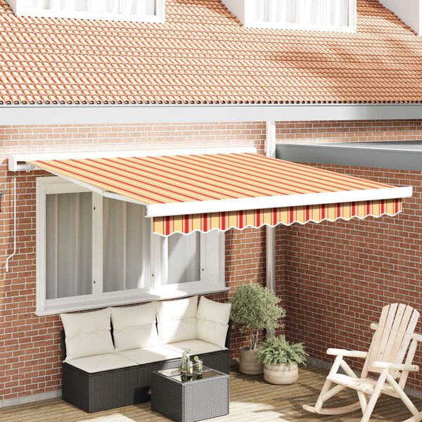 vidaXL Auvent R&eacute;tractable Jaune et Orange 350 x 250 cm Tissu et M&eacute;tal