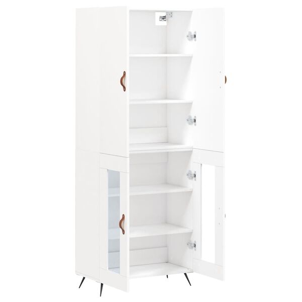 vidaXL Buffet haut Blanc 69,5x34x180 cm Bois d'ing&eacute;nierie