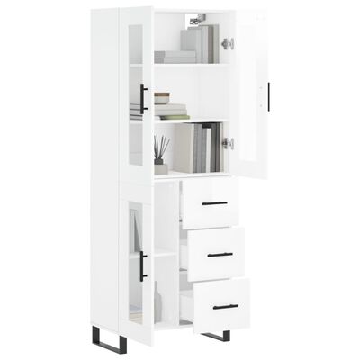 vidaXL Buffet haut Blanc brillant 69,5x34x180 cm Bois d'ingénierie