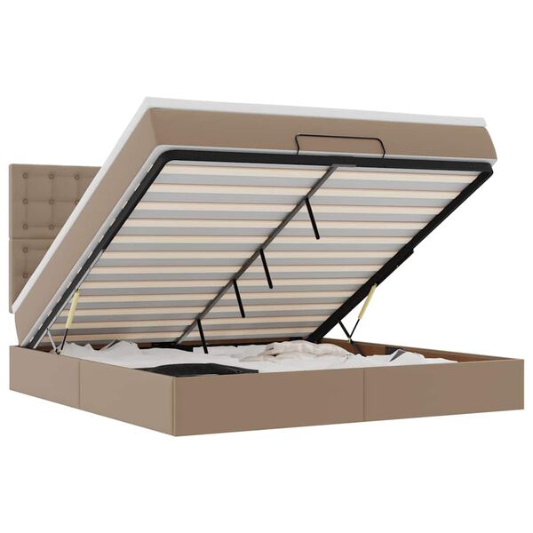 vidaXL Cadre de lit ottoman et matelas cappuccino 180x200cm similicuir