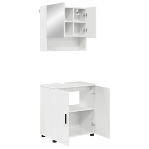 vidaXL Ensemble de mobilier de salle de bain 2 pi&egrave;ces Blanc brillant