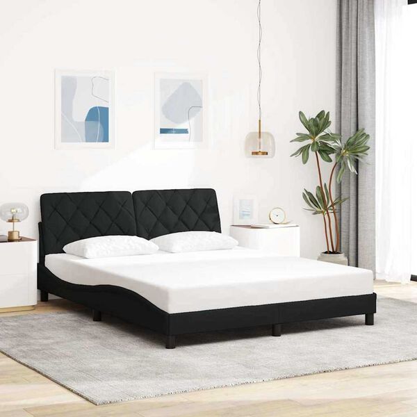 vidaXL Cadre de lit avec LED sans matelas noir 160x200 cm tissu