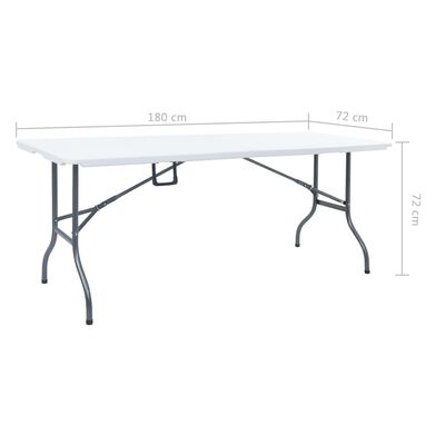 vidaXL Table pliable de jardin Blanc 180x72x72 cm PEHD