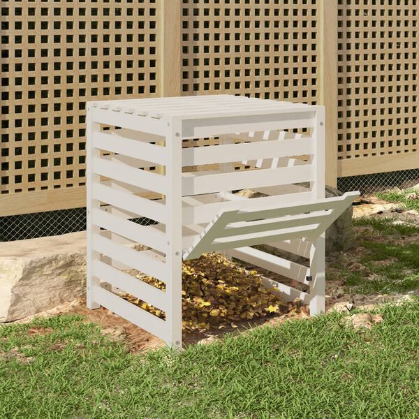 vidaXL Composteur Blanc 63,5x63,5x77,5 cm Bois massif de pin