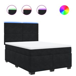 vidaXL Sommier &agrave; lattes de lit et matelas Noir 160x200 cm Velours