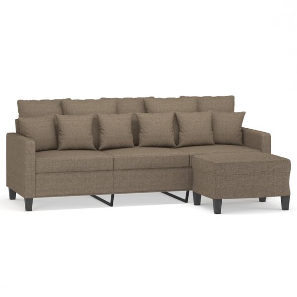 vidaXL Canap&eacute; &agrave; 3 places avec repose-pieds Taupe 180 cm Tissu