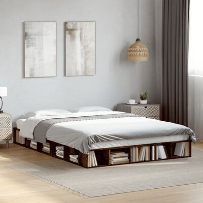 vidaXL Cadre de lit sans matelas chêne fumé 140x200 cm