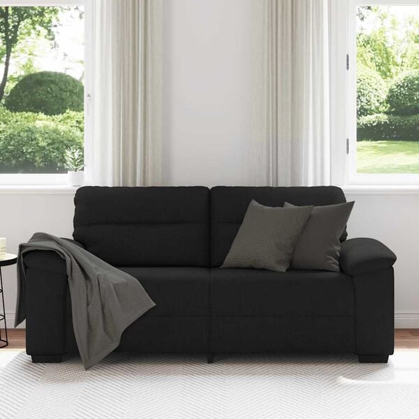 vidaXL Canapé à 2 places noir 140 cm tissu