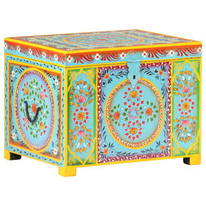 vidaXL Bo&icirc;te rangement peinte &agrave; main 50x40x40 cm bois manguier massif