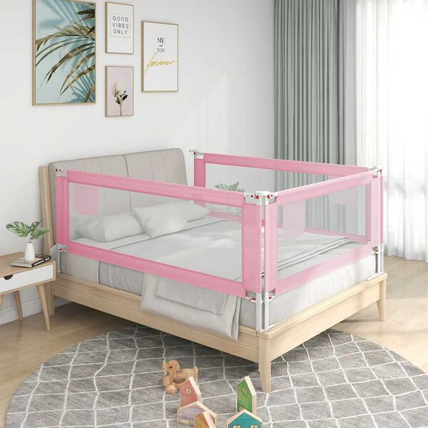 vidaXL Barrière de sécurité de lit d'enfant Rose 180x25 cm Tissu