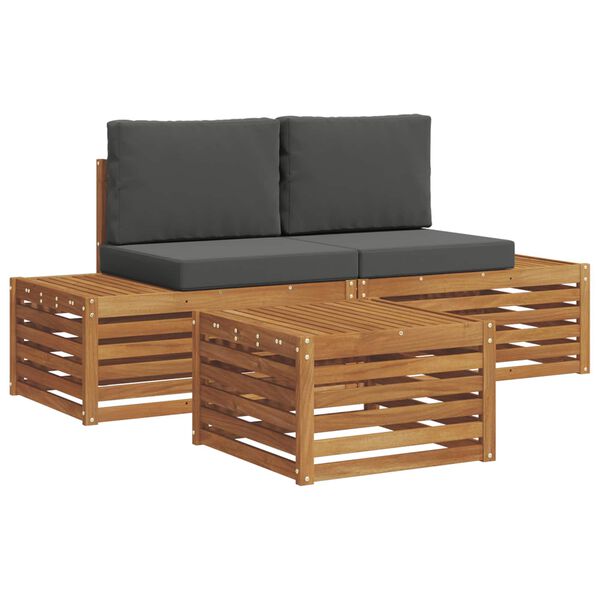 vidaXL Ensemble de canap&eacute;s d'ext&eacute;rieur 3 Pi&egrave;ce Naturel et Anthracite