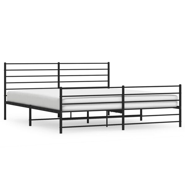 vidaXL Cadre de lit m&eacute;tal sans matelas avec pied de lit noir 200x200cm